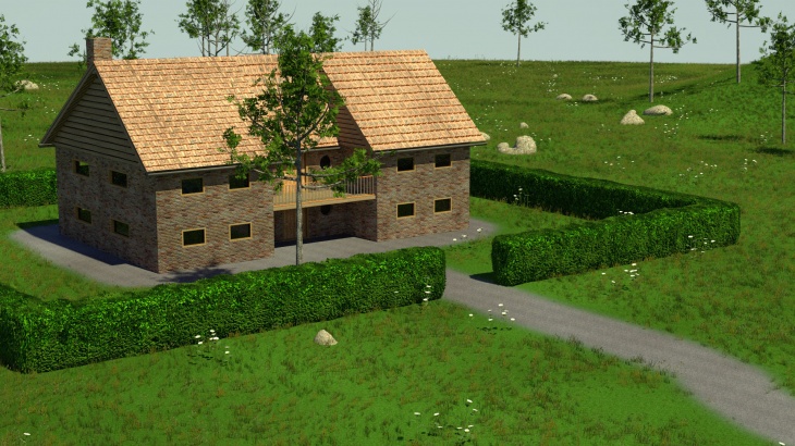 Haus mit Landschaft (Test-Render)