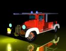 3D Bild: Feuerwehrwagen mit Drehleiter