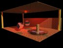 3D Bild: Stellplatz mit Kugel (rotes Licht)